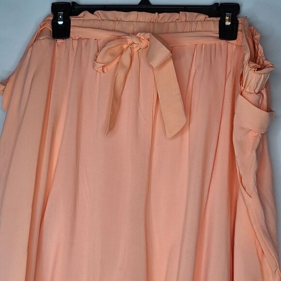 4X 26W Peach Paperbag Waist Mid Shorts Lined Light - Picture 6 of 11